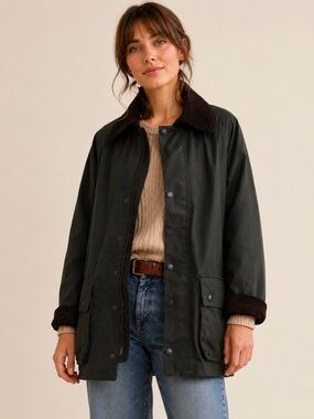 John Partridge England Waxed Cotton Barn Jacket Olive Green Heritage Women’s M